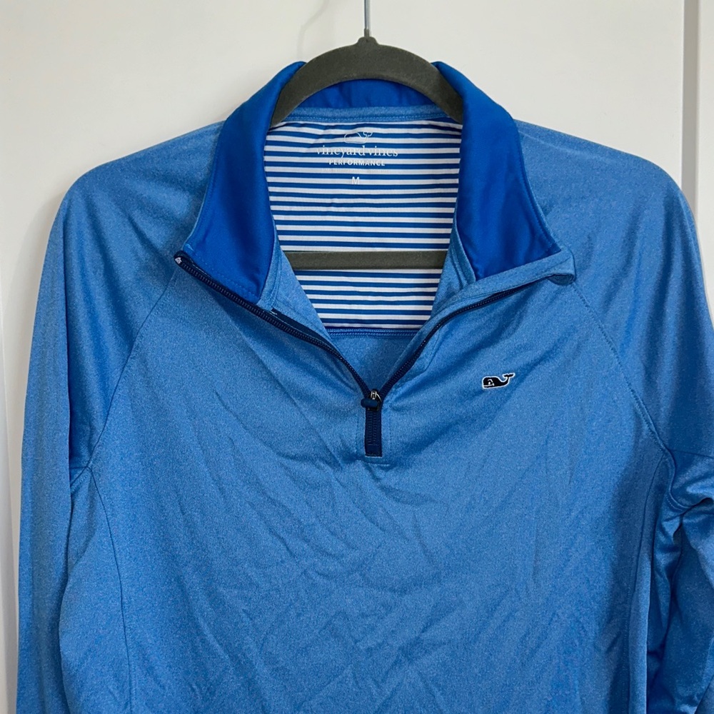 Vineyard vines performance men’s medium quarter zip pullover, blue
